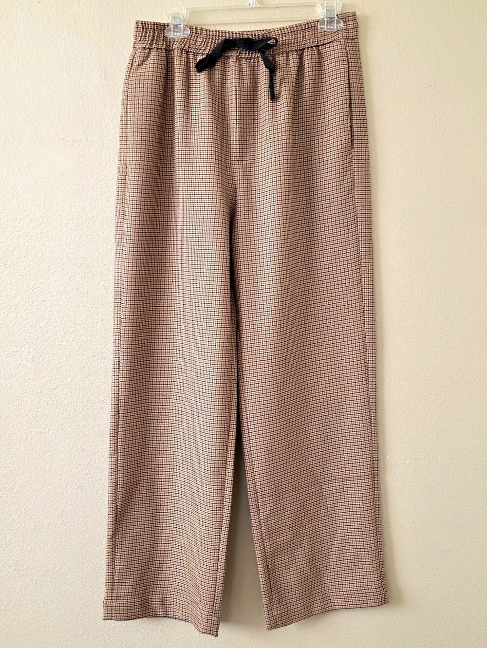 Zara Womens Brown Plaid Wide Leg Pants Grandpa Academia Fall - Size Medium